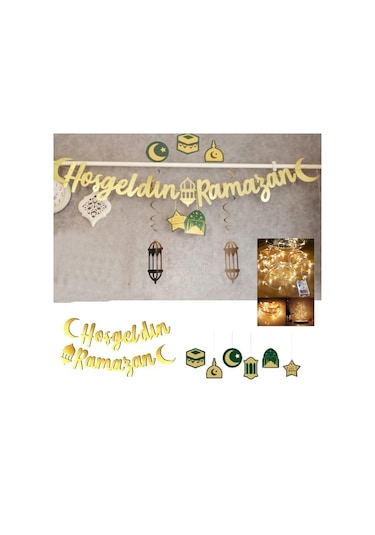 Hoşgeldin Ramazan Süsleri Altın Yazılı 6'lı