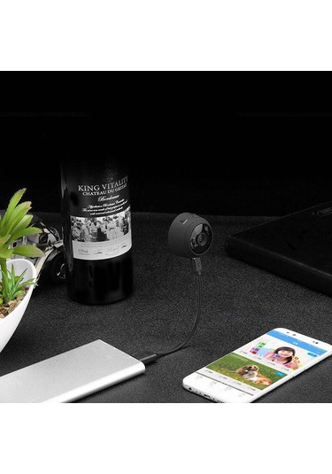 Geeksen Mini Wifi Kamera 1080p - Hareket Algılama, İnfrafed Gece Görüşü, Dönüşümlü Kayıt, Taşınabilir Spor Kameralı Beyaz, Hafıza Kartı Yok