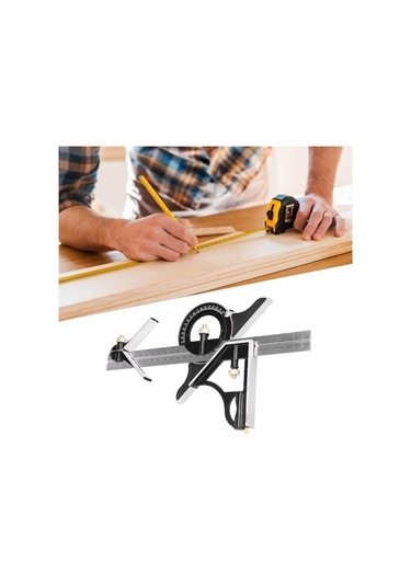 Yifomall Ahşapçı İçin 300mm Çok Fonksiyonlu Kombine Açı Ölçer Seti - Paslanmaz Çelik Profesyonel Ölçüm Aracı Kartlı Paket