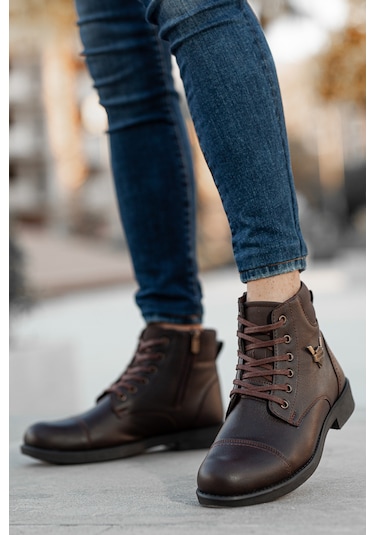 D501 Garantili Ürün Kışlık Soğuk Geçirmez Erkek Bot Kahverengi