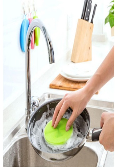 2'li Pratik Silikon Tükenmeyen Bulaşık Yıkama Fırçası | Bulaşık Fırçası Tava Tutucu Sebze Temizleme