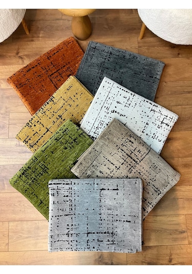 Şönil Dokuma Kayma Yapmaz Makinede Yıkanabilir Leke Tutmaz Kesme Bohem Kilim Antrasit 2 Gri