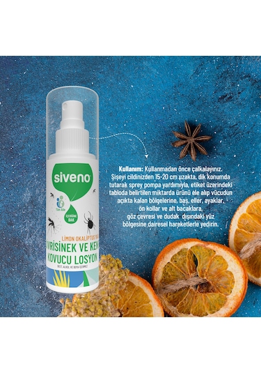 Siveno Sivrisinek ve Kene Kovucu Sprey Losyon Bitkisel Tüm Vücut İçin Aile Boy 100 ml