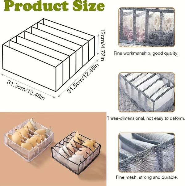 Gateesat 1 Adet Gri 6 Bölmeli Katlanır İç Çamaşırı Çekmece Düzenleyici Gri