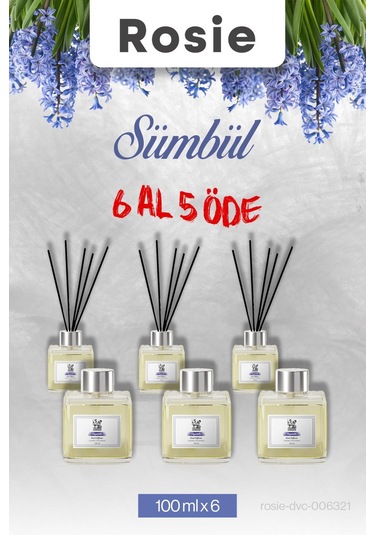 Sümbül 6 Al 5 Öde, Rosie Çubuklu Oda Kokusu 100 Ml Fresh