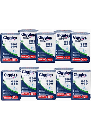 Giggles Bebek Bakım Örtüsü 60x60 Alt Açma Bezi 10 Paket 100 Adet