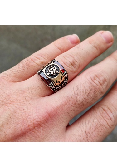 Fkgümüş Kırmızı Taşlı Teşkilatı Mahsusa Erkek Yüzük