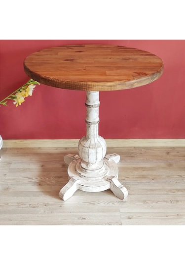 Masifart Lugano Fiskos Sehpa Tornalı Ayak Yan Sehpa Beyaz Eskitme