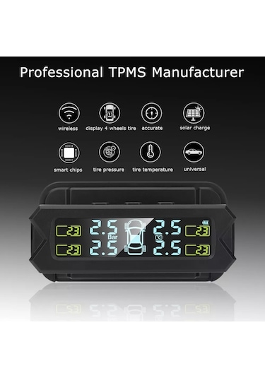 Sones Araba Yüksek Hassasiyetli Solar Şarj Lastik Basıncı İzleme Sistemi Tpms, Harici Ses Sensörü