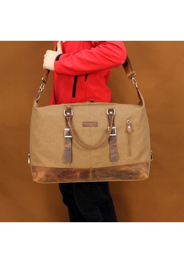 Hakiki Deri Kanvas Taba Seyahat Ve Spor Çantası El Valizi Taba