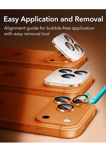 Armorite Kamera Lens Koruyucu Apple Uyumlu iPhone  14-15-16 17 Pro/pro Max Turuncu Turuncu