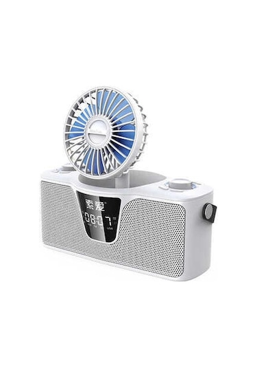 Soaiy K2 Kablosuz Bluetooth Hoparlör & Çıkarılabilir Mini Vantilatör - Dijital Gösterge - FM Radyo - ZORE-219765