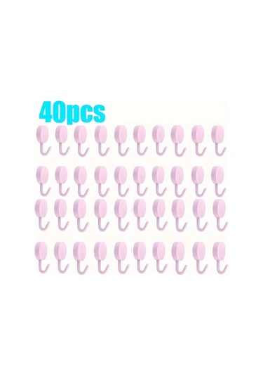 Xuweiwei 40 Adet Pembe Duvar Kancası Su Geçirmez Pratik Asma Askısı Banyo Mutfak Pembe