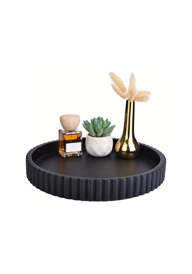 Willowhaven 1 Adet Mondrame Vintage Boho Ahşap Dekoratif Tepsi Siyah - Dayanıklı Kahve Masası Aksesuarı