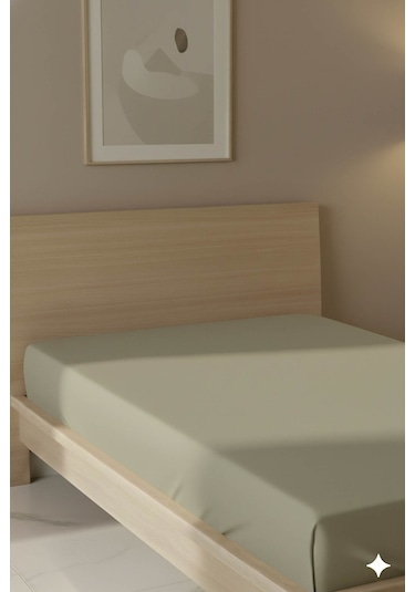 %100 Pamuk Ranforce Premium Tek Kişilik Lastikli Çarşaf - Bej Bej