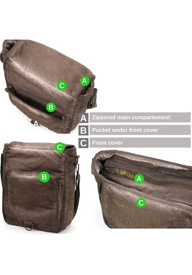 Oldcottoncargo Old Cotton 8184 Salaş Kanvas Omuz Postacı Laptop Okul Çantası Kahverengi