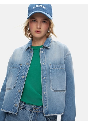 Ltb Peta Crop Jean Gömlek 010096123414066 55800 Orta Mavi