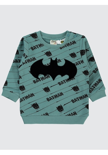 Batman Erkek Bebek Sweatshirt 6-18 Ay Pastel Yeşil Pastel Yeşil