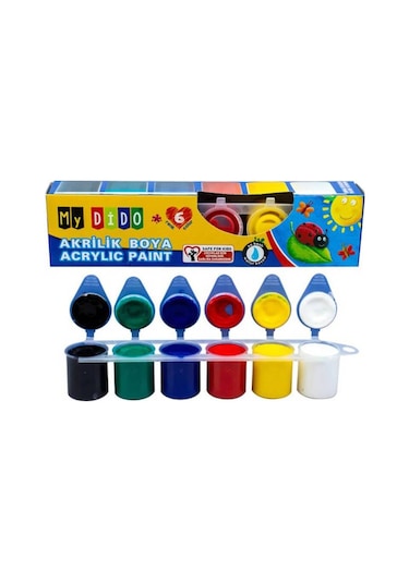 1 Adet 6lı 25 Ml Akrilik Boya 6x25 Toplam 150 Ml Çok Renkli