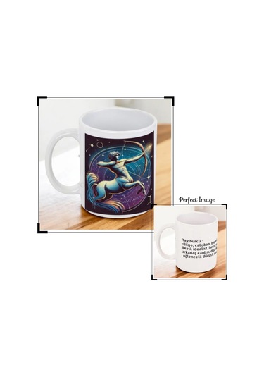 Burc Açıklamalı Kupa Bardak - Yay Beyaz