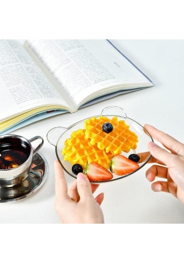 Beyaz Atıştırmalık Tabağı Sevimli Ayı Deseni   İstiflenebilir Yuvarlak Kenarlar Çok Amaçlı Plastik Yerden Tasarruflu