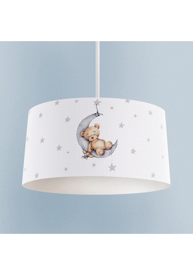 Mekta Home Bebek Ve Çocuk Odası Ayda Uyuyan Sevimli Ayı Desenli Avize Renkli