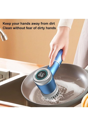 Elektrikli Temizleme Fırçası, Güç Göstergesi, 3 Hız Ve Maksimum 2400 Rpm Mavi