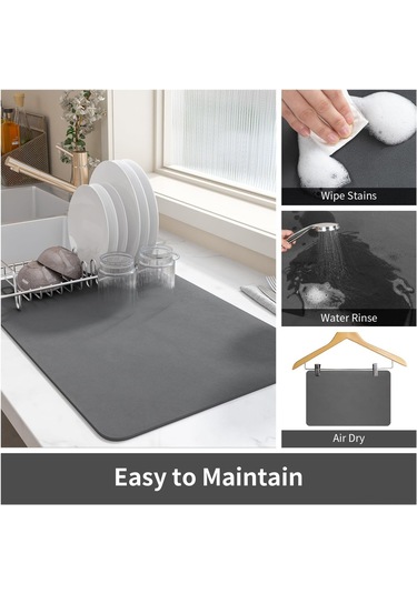 Shineyee Kahve Fincanları Ve Besteçlikler İçin Su Emici Anti Kayma Mutfak Ped - Siyah Gri 30,5x48,3 Cm Pu Malzeme İle Dayanıklı Yüzey Koruyucu