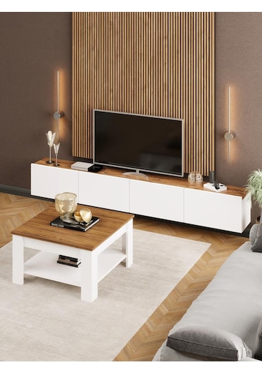 Linaset Duvara Asılı Tv Ünitesi Ve Orta Sehpa Atlantik Çam