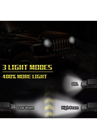 Eagevision C0045 7" LED Su Geçirmez DRL Yuvarlak Araba Farı.