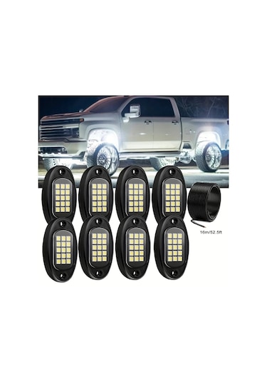Xuweiwei 8 Pods Araç Led Işıkları Rock Işıkları 6000k Beyaz Led Araç Altı Aydınlatma Suv Kamyon Motosiklet Atv Utv Pickups Off Road