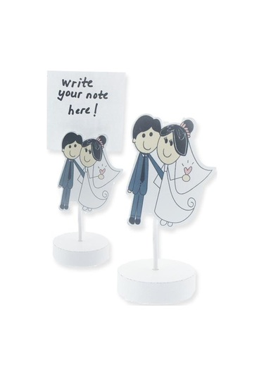 Mutluadim 12 Adet Gelin Damat Ahşap Notluk-Beyaz