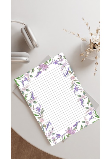 20 Adet 20x28 cm Boyutunda Çiçekli Mektup Kağıdı/not Kağıdı Model 4