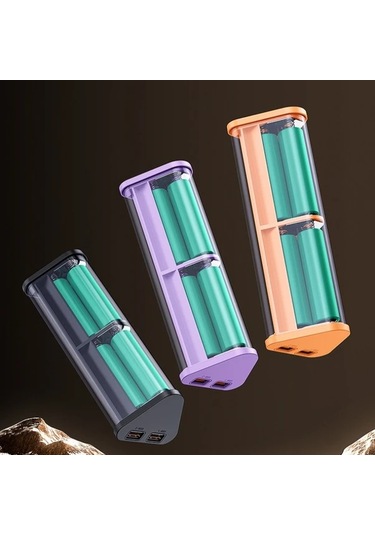 Xuweiwei Şeffaf Ayrılabilir 6 Bölümlü 18650 Kaynaksız Yatak Mobil Kiti Turuncu A6 Kamp Işığı İle