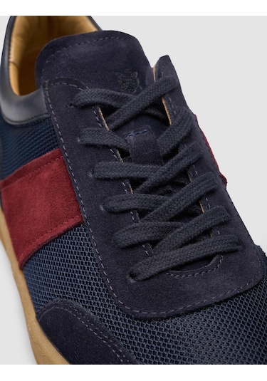 %100 Hakiki Deri Süet Lacivert Kadın Spor Ayakkabı Lacivert