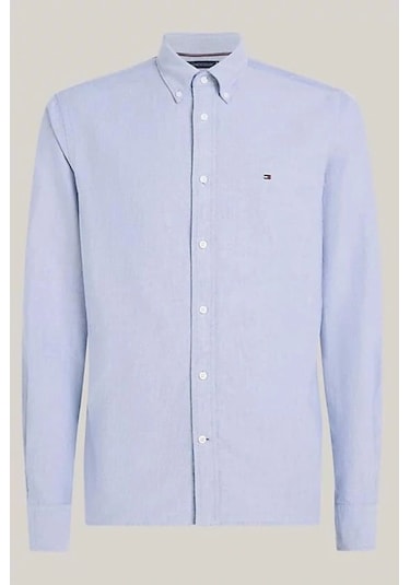 Tommy Hilfiger Erkek Mavi Solid Heritage Oxford Gömlek Mavi
