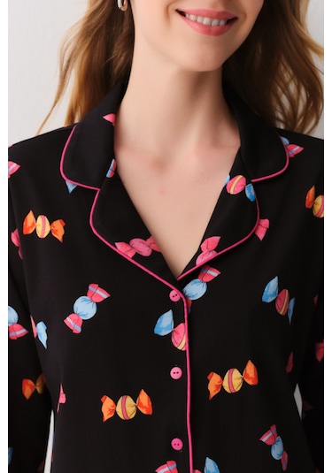 Suwen Candy Maskülen Pijama Takımı Sh26247660b911 Siyah Desenli