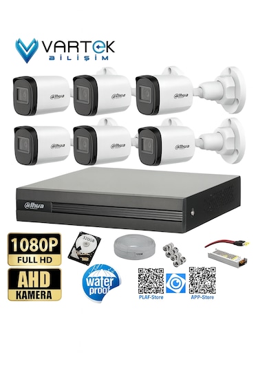 6 Kameralı Full Hd 1080p Ahd Kayıt Seti + 320gb Hard Disk İç Dış Mekan Uyumlu