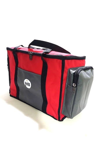 Newbag Yandan Cep Yalıtımlı Soğutucu El Askılı Kamp Çanta-krm Gri Kırmızı - Gri
