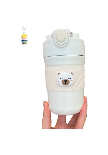 Runxi Life Hall Eşlik Fincan Öğrenci Çift Içecek Kahve Fincanı Taşınabilir Kompakt Saman Termos Fincan T2ı3vb Beyaz