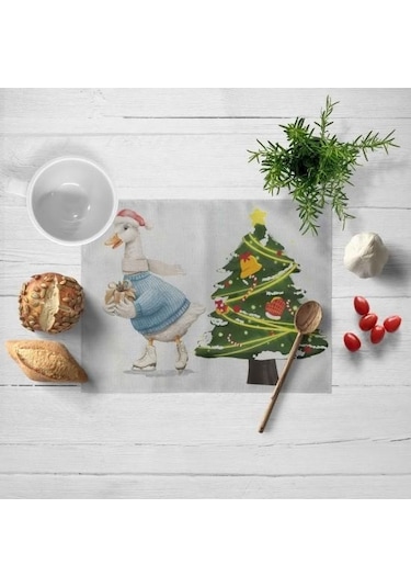 Noel Servis Altlığı Uygun Keten Mat Şenlikli Ev Dekorasyonu İçin Dayanıklı Şık Şeffaf Baskı Masası N Diğer