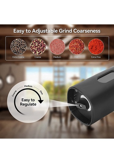 Kk Elektrikli Otomatik Tuz Ve Karabiber Öğütücü Seti Şarj Tabanı İle 2 Ayarlanabilir Kalınlık Taşınabilir Öğütücü