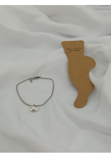 Glamglamour Kuş Sallantılı Gümüş Renk Zincir Kadın Halhal Gümüş