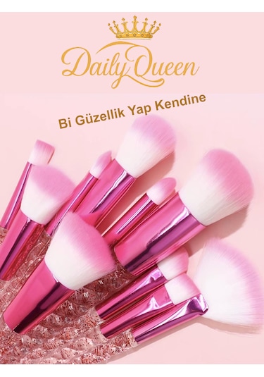 10 Lu Profesyonel Makyaj Fırça Seti Penbe Şık Ve Kaliteli