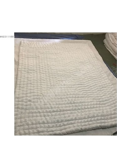 Tek Kişilik %100 Doğal Pamuk El Yapımı Sırıma Yorgan Beyaz