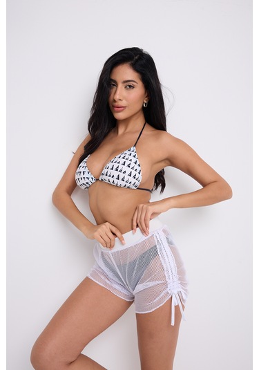 By Papi Büzgülü File Şort Beyaz