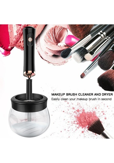 Vkemall Makeup Brush Electric Cleaner - Otomatik Yıkama Ve Kurutma Makinesi, Pil Tipi, Siyah