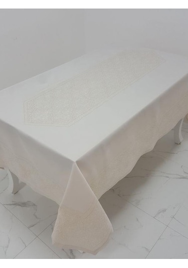 Finezza Roma Lüx Jakar Kumaş Bej Masa Örtüsü Dikdörtgen 160X220 (537116204)