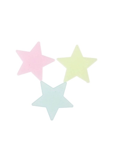 Xiyyadms 100 Adet Parlayan Gece Yıldızı Çıkartması - Çocuk Odası Dekoru İçin Işıkla Şarj Olan Yapışkan Yıldızlar Mavi