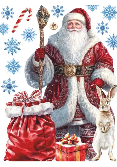 Sticker Home İç Mekan Etiket Deco: Noel Baba Ve Kar Kızı 267817825 Mavi